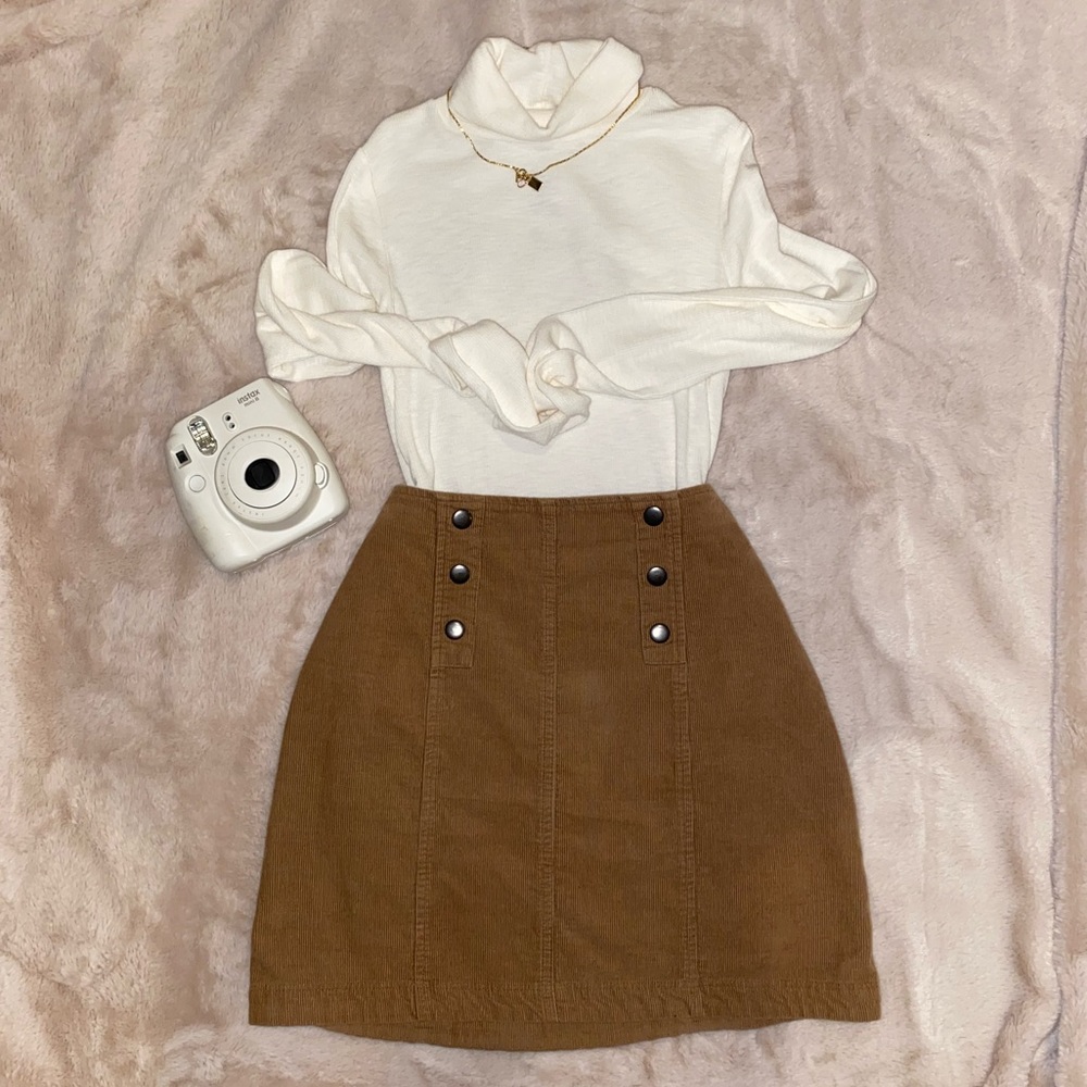 Brown corduroy mini skirt